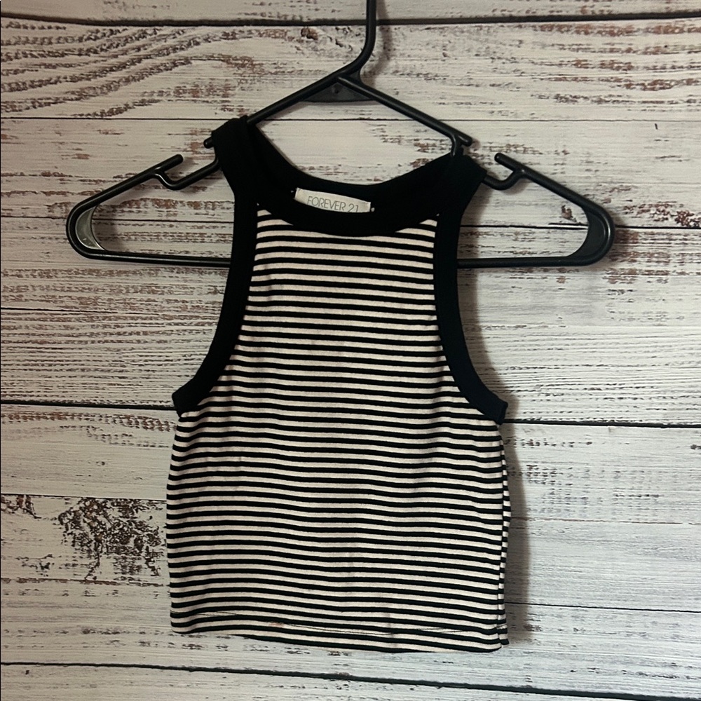 Forever 21 Black and White Striped Tank Top size small